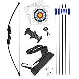 dostyle Recurve Bogen und Pfeil Set Outdoor Bogenschießen Recurvebogen Jagd 40lbs Erwachsene Anfänger Schießen Langbogen mit Bogenschießen Zubehö