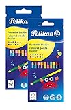 Pelikan 700146 12 Bicolor-Buntstifte, 24 Farben, rund, jeder Buntstift mit 2 verschiedenfarbigen Enden, farbig lackiert in Minenfarbe (2x 12 Stifte, 24 Farben)