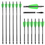 SHARROW Armbrustpfeile 15 Zoll Carbonpfeile Armbrustbolzen 7.5 Zoll Spine 400 Bolzen für Armbrust mit 100 Grains Pfeilspitzen für die Bogenschießjagd (7.5 Zoll, 24 Stück)