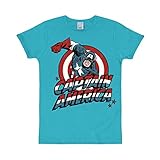 Logoshirt - Marvel Comics - Captain America - türkis - Lizenziertes Originaldesign, Größe XXL
