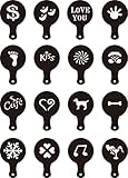 YUXINYUAN Kaffeedesign 16 Teile/Satz lustige kreative Kaffee Latte Cappuccino Kaffee kunstschablonen vorlage strew Blumen pad Duster Spray for Kaffee dekor bis Kaffeevorlage (Color : Type1)