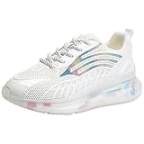Jamron Damen Ins Style X-Ray Schillernde Farbe Mesh Sportschuhe Popcorn Sohle Chunky Sneakers Weiß SN0707102 EU37