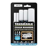 VersaChalk Weiße Flüssigkreide-Marker für Tafeln (Set von 5 Stück mit Jumbo-Spitze) – radierbare waschbare Kreidestifte für Kreidetafel-Schilder, Fenster, Glas, Schulen, Bürobedarf und G