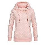Lulupi Damen Kapuzenpullover Lang Hoodie, Sweatshirt Frauen Stehkragen Pullover mit Kapuze Herbst Winter Mantel Slim Fit Hoody High Neck Outwear Gr 36-50