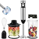 Stabmixer Edelstahl Pürierstab Set Hand Blender 1000 Watt 4-in-1 Multifunktional Stufenlose Geschwindigkeit 4-Flügeliges Messer 700 ml Messbecher Elektromixer küchenmaschine zerk