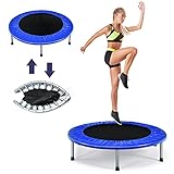 RELAX4LIFE φ 97 cm Mini-Trampolin, Fitness-Trampolin Faltbar, Kindertrampolin mit rutschfesten Füßen, Gartentrampolin Stahlrohr, bis 150kg belastbar, für Erwachsene & Kinder, Indoor & Outdoor (Blau)