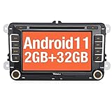 Vanku Android 11 Autoradio mit navi für VW Golf T5 Radio 32GB+2GB Unterstützt Bluetooth 5.0 WiFi 4G DAB + Android Auto 2 Din 7 Zoll B