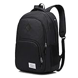 Laptop Rucksack Schulrucksack,AUGUR Rucksack Herren College Daypack Wasserdicht Leichte Minimalism mit USB-Ladeanschluss Business Camping Outdoor-Daypack Rucksack für 15Zoll Laptop (Schwarz)