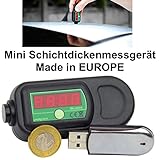 Auto Mini Lackschichten Messgerät Lackmesser Schichtdickenmessgerät Anzeige Messung an Stahlblechen, verzinktem Stahl und Aluminiumblechen Made in EuR