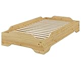 Erst-Holz® Stapelbett, Holzbett, Studentenbett, Gästebett 80x200 Massivholz Kiefer mit Rollrost 60.56-08