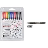Tombow WS-BH-10P Brush Pen Fudenosuke 10er-Set, bunt, Etui & WS-BS Brush Pen Fudenosuke, weiche Spitze, schreibfarbe schw