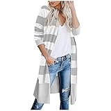 GFGHH Damen Strickjacke Lang Strickmantel Cardigan Damen Herbst Winter Casual Sweater Jacke Outwear Grobstrick Strick Cardigan Oversize Open Front Knitwear Offene Langarm-Strickjacke mit G