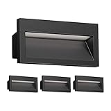ledscom.de LED Wandeinbauleuchte NOLA, Outdoor, IP54, schwarz matt, 140 x 70mm, warmweiß, 4 Stk