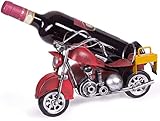 Brubaker Flaschenhalter Motorrad mit Beiwagen Rot - Vintage Weinflaschenhalter aus Metall Chopper - handbemalte Skulptur mit Geschenkk