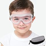 COMLZD Kindersicherheit Brille Kinder Sicherheit Gläser Anti-Nebel Verhindern Tröpfchen Anti Spupe Wirkung Kugelfest Linsen Einstellbarer Gurt für 5-12 Jahre alt Jungen Mädchen Nerf Spiel Weiß