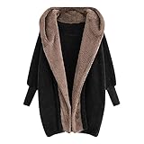 Damen Winter Mantel Top,Women Fashion ReßVerschluss Hoodie Kapuzen Jacke Parka Grabenmantel Windbreaker Coat Strickjacke Tops(A-Schwarz,M)