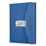 ARRLSDB Tagebuch mit Schloss aus Leder, Notizbuch, Planer, Organizer, digitales Passwort-Notizbuch, abschließbar, persönliches Tagebuch (blau)