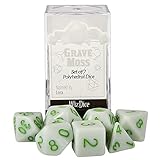 Serie IV Maler-Palette Polyedrische Würfel-Sets – Vollständige Sets von 7 Tisch-Würfeln in transparenter Acryl-Display-Box – 20 frische Farben zur Auswahl – Sammlerstück TTRPG DND Zubehör (Grabmoos)