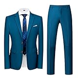 SSMDYLYM Mode Männer Business Casual Solide Farbanzüge/Männchen Zwei Knopf Blazer Jacker Mantel Hosen Hosen (Color : Blue, Size : XL code)