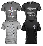 4er Pack Herren T-Shirt Ford Mustang mit Frontprint und Rundhalsausschnitt (M, Collection 1)