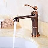 FYYONG Retro Kupfer Waschbecken mit warmen und kalten Wasserhahn Rose Gold Hotel High-End-Badezimmer-Hahn Schöne prak