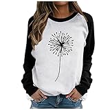 WWricotta Damenpullover Langarm - Pullover Damen lang Weite Sweatshirts Sweat Damen Pulli Island Pullover Damen Langarmshirts für Damen Sw