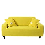 L-Form Schnittcouch Sofabezug,Neuer einfarbiger Maiskern-Sofabezug, Rutschfester Sofabezug für Wohnzimmerkombination-Zitronengelb_3 Sitzp