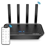 WLAN Router - AC2100 Dualband WiFi Router (1733 Mbit/s 5GHz, 300 Mbit/s 2,4GHz), 4 Gigabit LAN Ports, 4x4 MU-MIMO/APP Steuerung/VPN/IPv6, schnell AP Modus, einfach mit WPS, Abeckung bis 160 m² (Black)