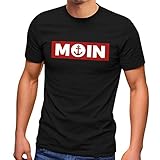 Neverless® Herren T-Shirt Moin norddeutsch Morgen Anker Fashion Streetstyle schwarz 4XL