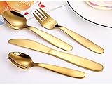 Sugoiii Besteck-Kinderbesteck Edelstahl Mit 4-teilig, Besteck Kinder Ab 3 Jahre, Edelstahl Poliert, Spülmaschienengeeignet, Geschenkboxen Kindergeschenke (Color : Gold)