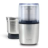 CASO 1831 Coffee & Kitchen Flavour - Elektrische Kaffeemühle und Multi-Zerkleinerer (200Watt) mit extra Edelstahlbehälter für Pesto, Nüsse, Gewürze, Kräuter, Getreide u.v.m., Silb