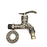 shandianniao Wand Befestigter Antiker Wasserhahn, Garten Wasserhahn im Antik-Stil, Wandhalterung Hebelgriff WäSche Bad Kaltwasserhahn,Bronze Wasserhahn Metallgriff (Color : A)