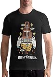 Billy Strings Herren-T-Shirt, klassisches Design, Rundhalsausschnitt, Baumwolle, kurze Ärmel, bequem, weich, Schwarz , M