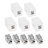 kwmobile 5x CAT 6A Aufputz Netzwerkdose inkl. 5x Keystone Module - 1 Port RJ45 Buchse 10 Gbit/s - Netzwerk LAN Aufputzdose Internetdose Set in Weiß