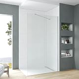 Duschwand Glas 100 cm breit 200 cm hoch Duschabtrennung Walk-in Dusche Duschkabine Duschtrennwand Begehbare Glastrennwand Einscheiben Sicherheitsglas 8 mm klar mit NANO inkl. Stabilisator winkelb
