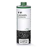 GreenPet Omega 3 Lachsöl für Hunde & Pferde 1 Liter - Rein natürliches Fischöl, Barf Ergänzung, Recyclebare Verpackung ohne B