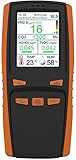 WSZYBAY Luftqualitätstesterzähler innen für TVOC, HCHO, AQI, CO2 PM2.5 PM10 PPM-Mini-Gasanalysator Protable Kohlendioxid-Detektor-Temperatur RH. Feuchtigkeit CO2. Monitor (Farbe: Orange)
