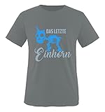 Comedy Shirts - Das letzte Einhorn - Skelette - Herren T-Shirt - Dunkelgrau/Eisblau-Blau Gr. XL