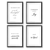4 Premium Poster im Set Plakat Wandbild mit Spruch in schwarz-weiß ohne Bilderrahmen Dekoration Collage modern A4 21x30