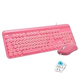 CHSSC Gaming Tastatur Maus - Mechanisch Wired USB - Tastatur und Maus Set - kabelgebundene Hintergrundbeleuchtung - PC/Laptop/Mac Pink R