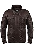 !Solid Camash Herren Lederjacke Echtleder Mit Stehkragen Aus 100% Schafsleder, Größe:XL, Farbe:Brown (5066)