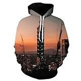 XWLY Sweatshirt Herren Herbst Winter Trend Neuheit 3D Landschaft Druck Lose Herren Hoodie Modern Basic Kordelzug Mit Taschen Herren Pullovers Täglich Dating Herren Lang