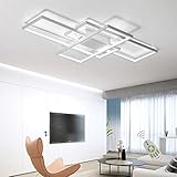 Wohnzimmerlampe Modern LED Decke Dimmbar Acryl Lampenschirm Deckenleuchte Chic Eckig Designer-Lampe Esszimmer Esstischlampe Fernbedienung Deko Deckenlampe Pendelleuchte Küche Landhaus Flur L