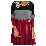 ASDVB Cocktailkleid Damen Farbblockiertes Kleid mit Leopardenmuster und Rundhalsausschnitt Weihnachtskleid Partykleid Samtkleid Rockabilly