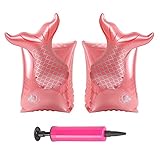Heiqlay Kinder schwimmflügel schwimmhilfe für anfänger schwimmarmbänder armschwimmer rutschfeste Schwimmhilfen für Kleinkinder zum Schwimmen Lernen, 2 Stück (1 Paar), Hai/Meerjung