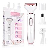 ACWOO Rasierer Lady Shaver, 4-In-1 Elektrischer Nass-und Trockenrasierer, Elektrischer Damenrasierer, Schmerzfreier Intimrasierer für Frauen, Achseln Intimbereich Bikinizone, USB-Aufladung