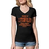 Litchfield Prison Orange is The New Black Inspired Damen V-Ausschnitt Schwarz T-Shirt Size XL