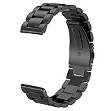 V-MORO Kompatibel mit Samsung Galaxy Watch 46mm Armband Gear S3 Armband Frontier/Classic Armband,(Metall schwarz) Solider Edelstahl Ersatz Band Uhrenarmband Armbands für Gear S3 Frontier/C