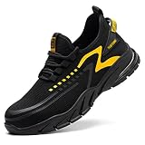 Schutzschuhe Arbeitsschuhe, Sicherheitsschuhe Deodorant Wear-resistente Lichtarbeitsschuhe, Stahl-Zehen-Caps-Trainer for Männer Luftkissen Schuhe Sicherheitsschuhe Leichte Atmungsaktive Arb