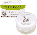 GREENDOOR Hyaluron Creme vegan im Glastiegel Anti Aging straffende Feuchtigkeitscreme natürliche pflanzliche Hyaluroncreme für Gesicht Hals Dekolleté Natur ml, 50